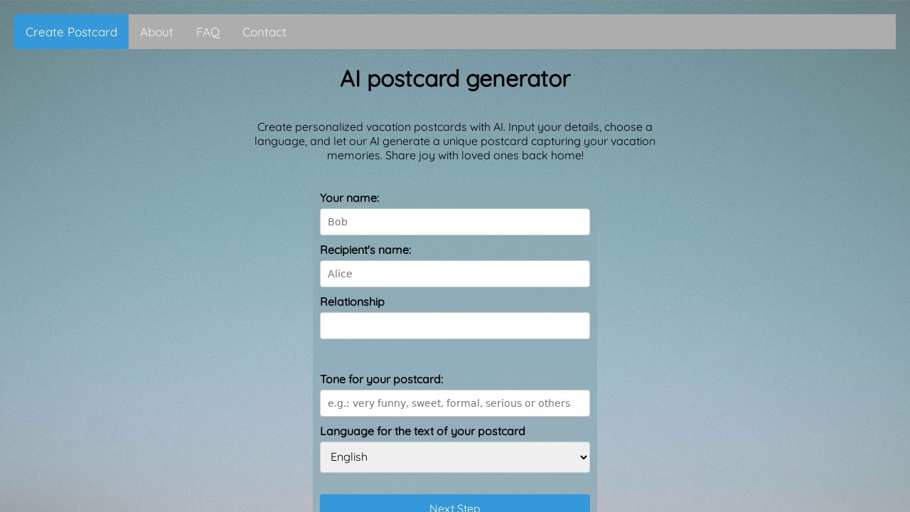 AI postcard generator