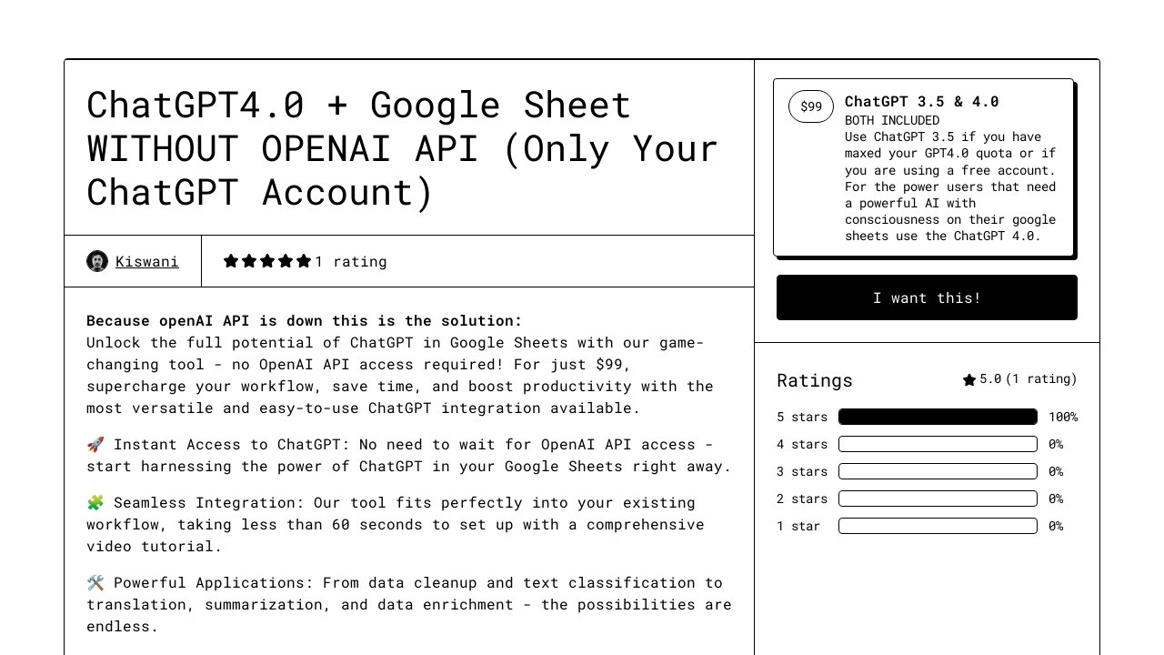 ChatGPT+ Google Sheet