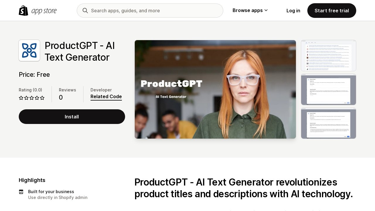 ProductGPT AI Text Generator