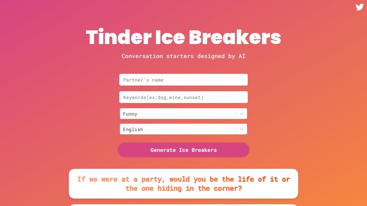 Tinder Ice Breakers